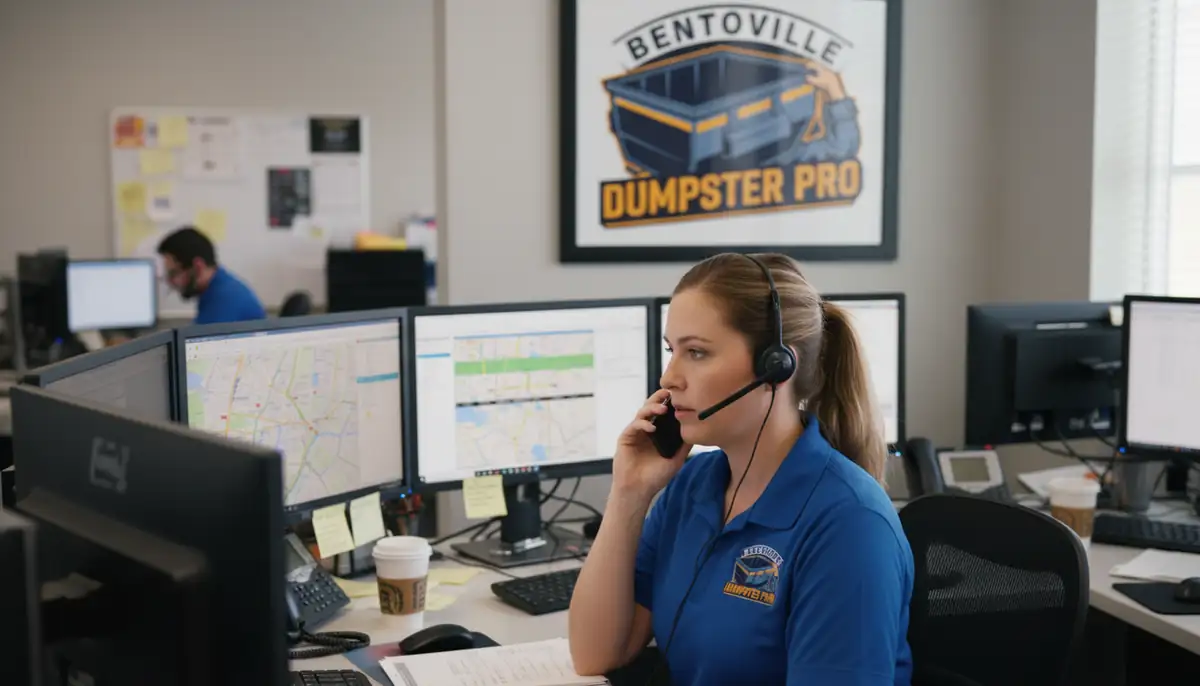 A team member wearing a headset at a desk with monitors